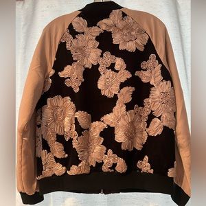 Embellished zippered “bomber” jacket